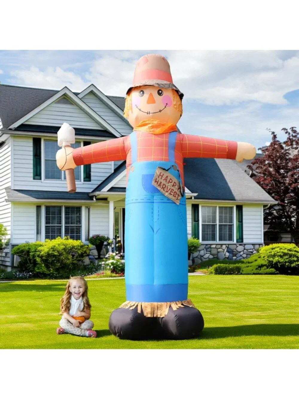 12FT Giant Scarecrow Inflatable Yard Decor for Halloween & Thanksgiving, Fall